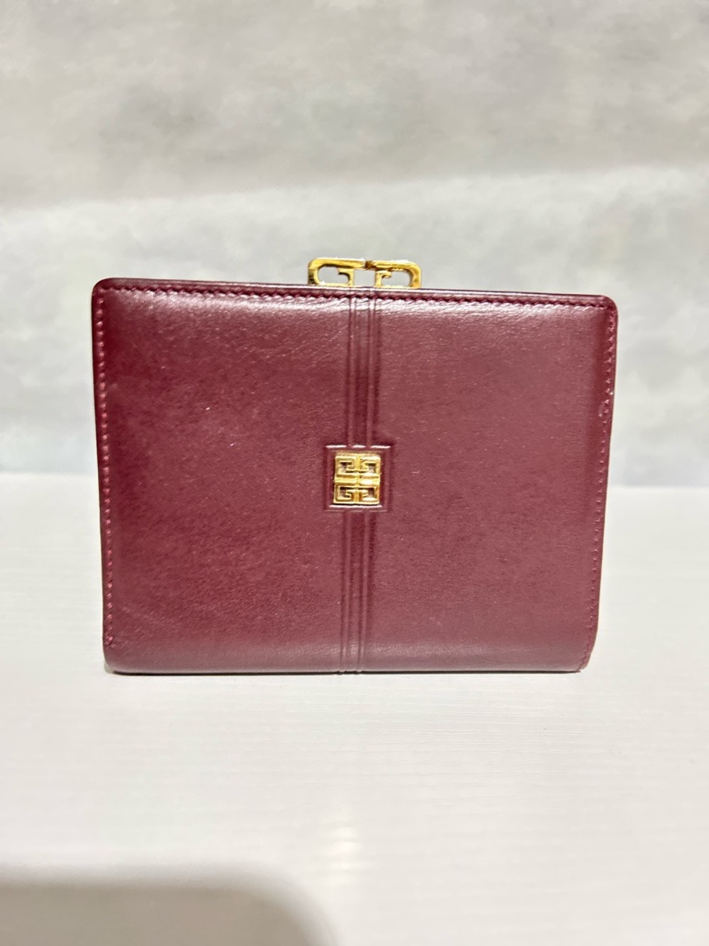 Givenchy Burgundy Leather Wallet with Gold Accent